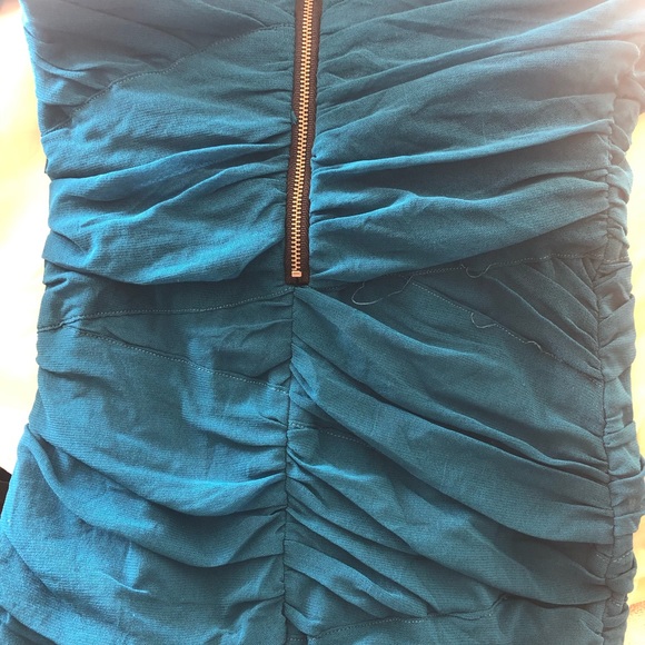 Bardot Ruched Mesh Bodycon Blue Mini Dress S - Picture 11 of 12